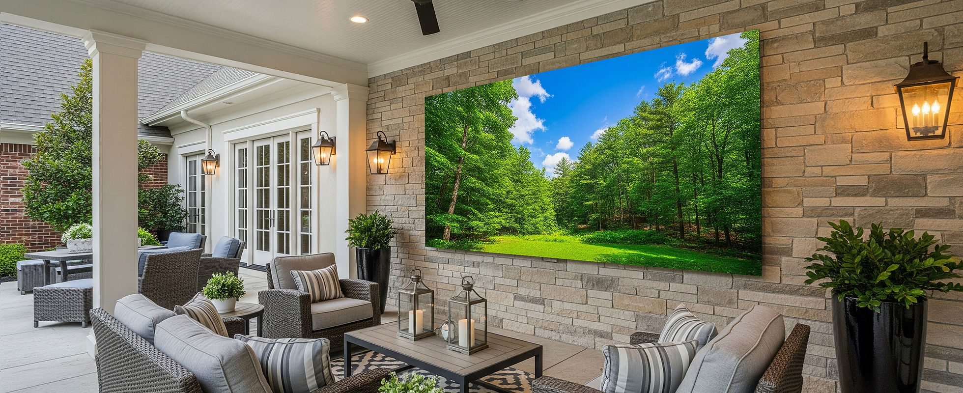 Outdoor Pixel Perfect Walls installation on a deck